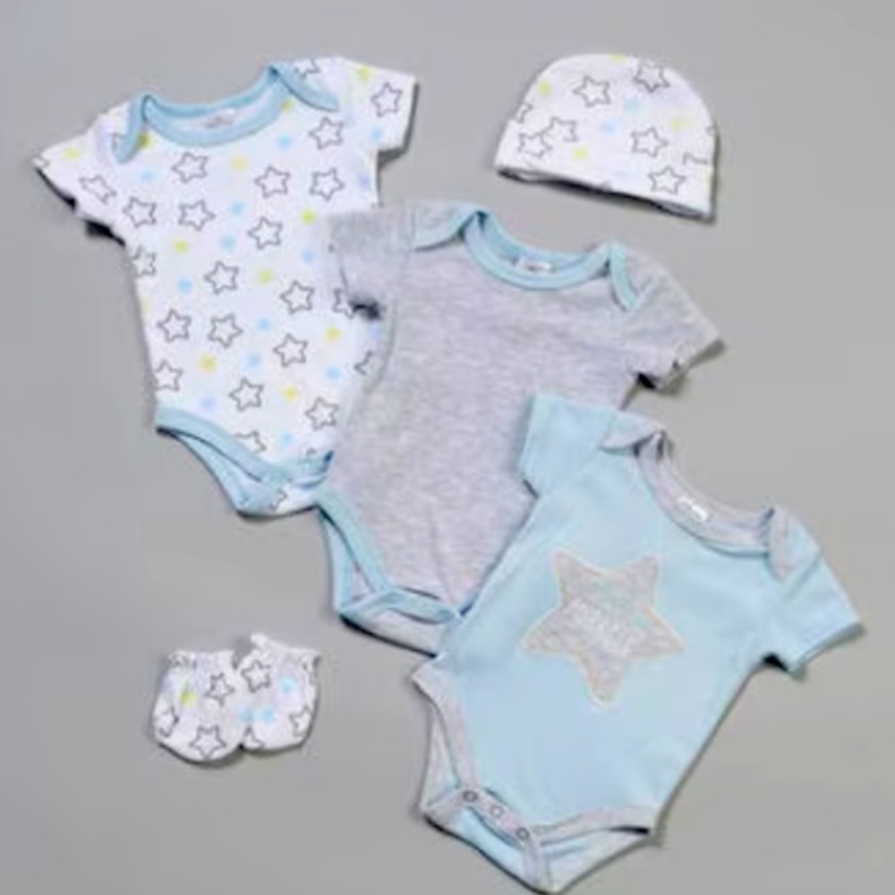 Baby Boy Little Beginnings 5pc. Star Miracle Layette Set 0-3 Months NWT